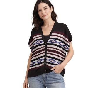 Cotton by Autumn Cashmere Southwestern Knit Dolman Sleeve Cardigan Italian Yarn